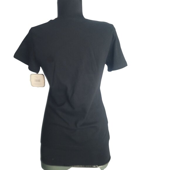 Halloween Size L Womens Black T Shirt Pink Skeleton Heart Design Glitter NEW - Picture 5 of 8